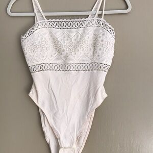 La Perla cream teddy w/ lace trim